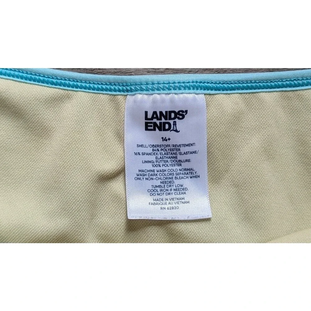 Lands' End Tankini Girls Size 14+ Jellyfish Print Top Solid Blue Skort Bottoms